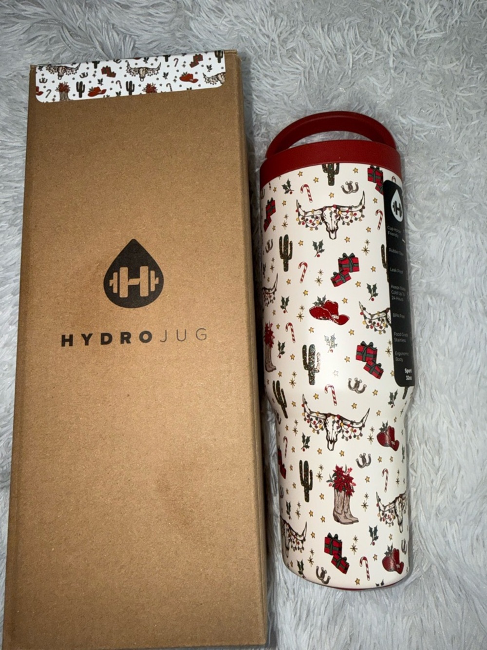 HydroJug 32 oz sport christmas cowboy